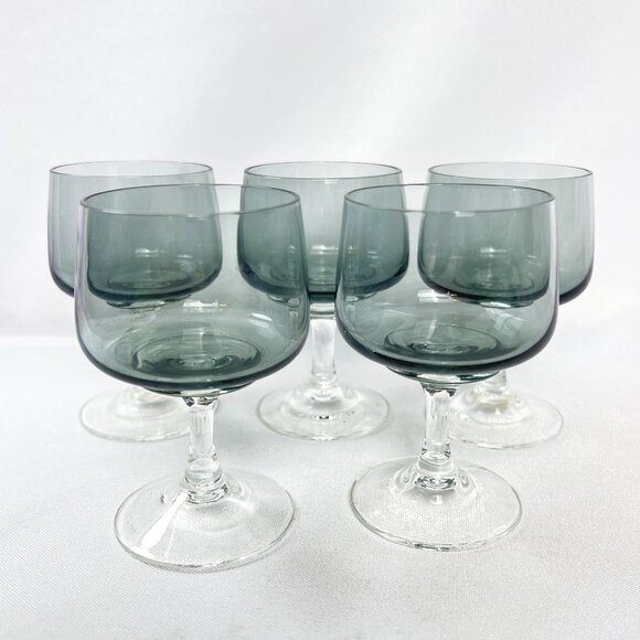 Holmegaard Port Liquor Vintage Glassware 1960s Atlantic Smoke Denmark Set of 5 - Picture 1 of 9